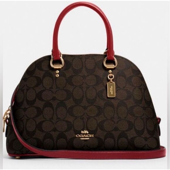 NWT! Coach Sig Katy Satchel Handbag Brown/Red | Mercari 🔥🎁NWT! Coach Sig Katy Satchel Handbag Brown/Red Msrp:$350.00